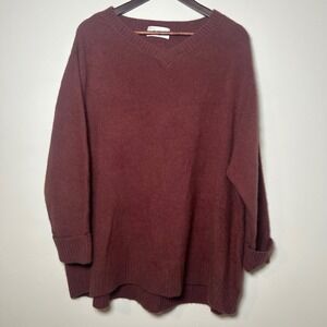 snidel Oversized V Neck Burgundy Maroon Cozy Knit Sweater‎ Women's F